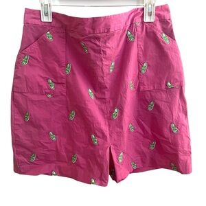 Lilly Pulitzer Women's Vintage Pink and Green Embroidered Skort Sz 12
